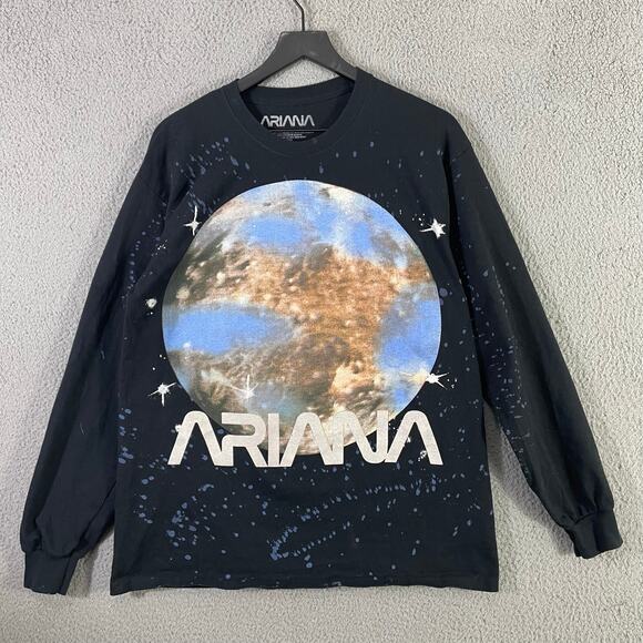 Ariana 1993 Long Sleeve T-Shirt Black Graphic Earth Print Size L - Picture 8 of 8